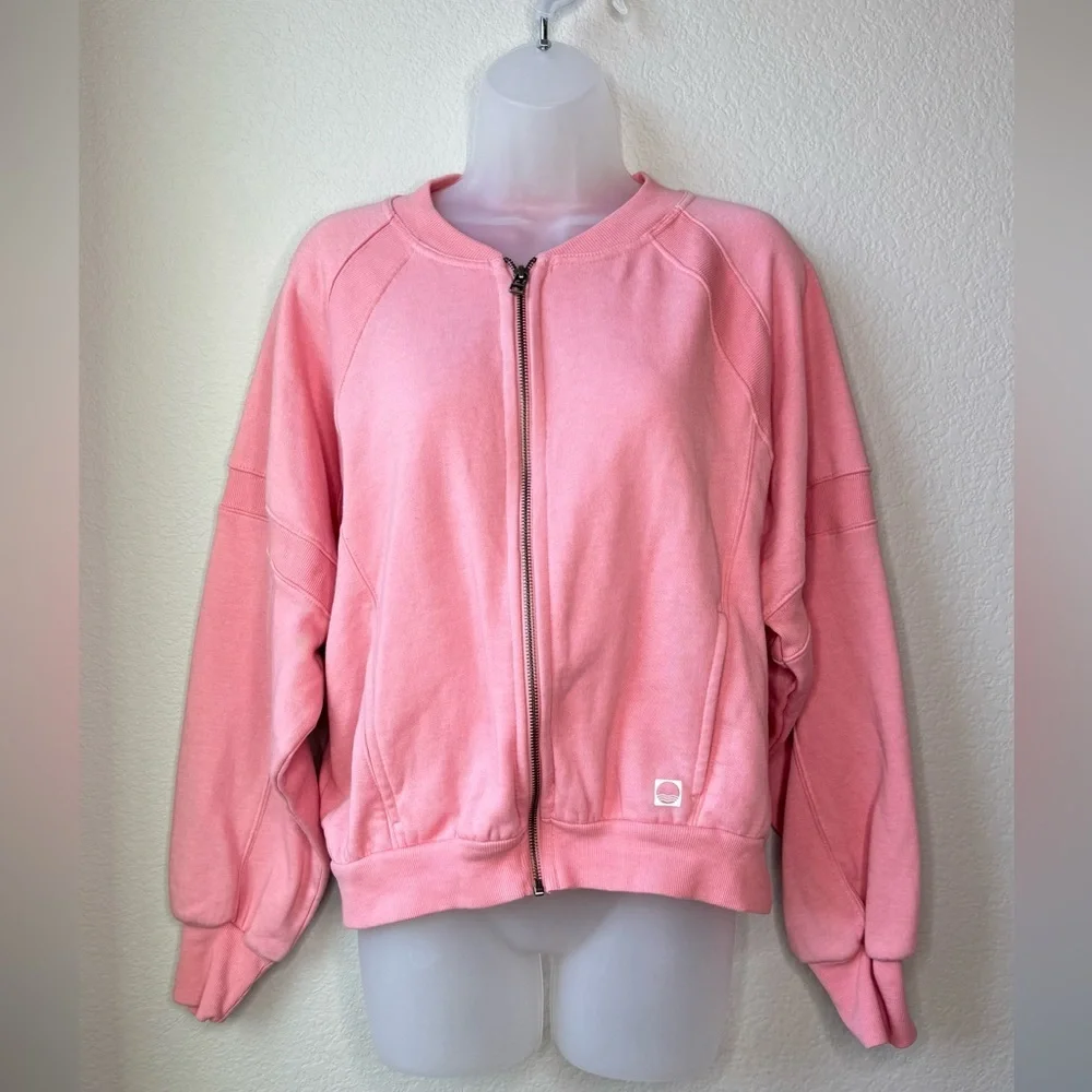 Daily Practice by Anthropologie Pink Fleece Jacket Full Zip Size Medium Like New - Picture 2 of 9